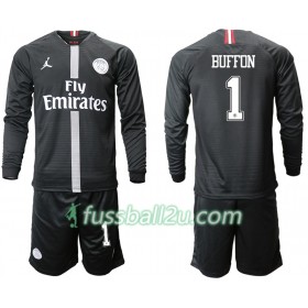 Günstige Fußballtrikots Paris Saint-Germain BUFFON 1 Jodan Schwarz Kinder 3rd trikot 2018/19 Langarm